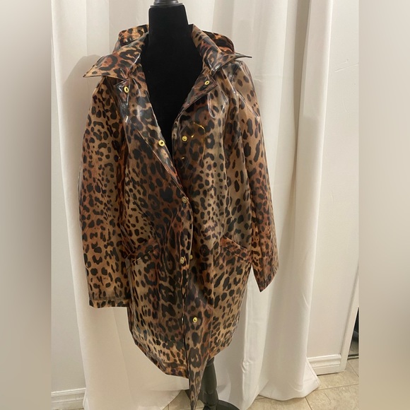 🐆 Donna Karan leopard rain jacket size M 🐆 - Picture 6 of 11